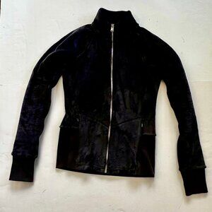 Athleta Velour Full Zip Jacket Color Black Size XS